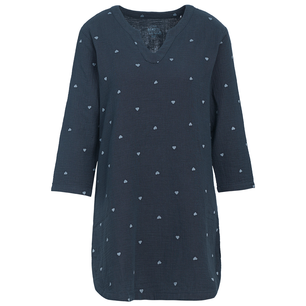 Damen Musselin-Nachthemd mit Herzen allover