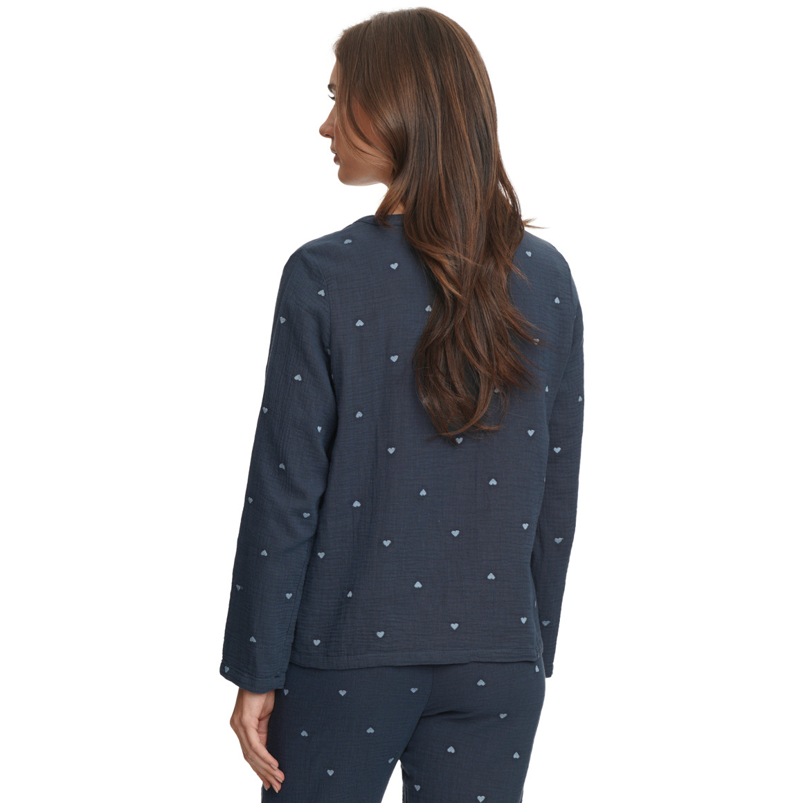 Damen Musselin-Schlafanzug mit Herzen allover