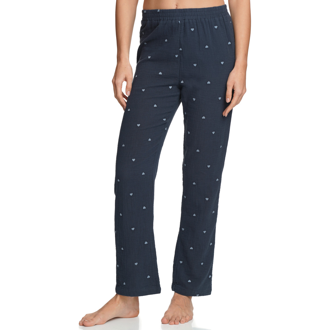 Damen Musselin-Schlafanzug mit Herzen allover