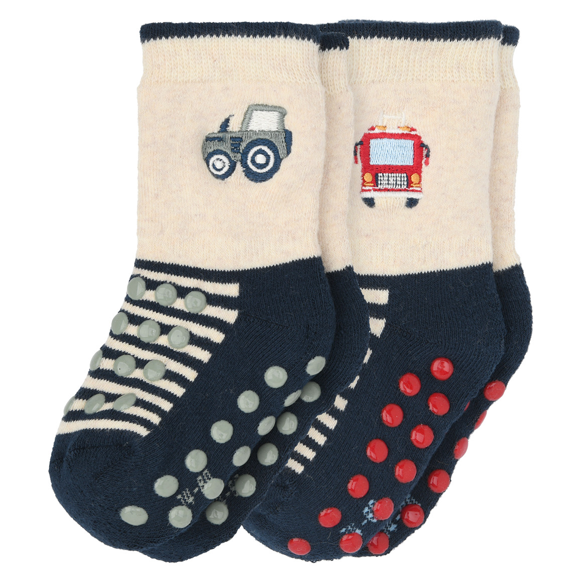 2 Paar Baby Krabbelsocken mit Stickerei