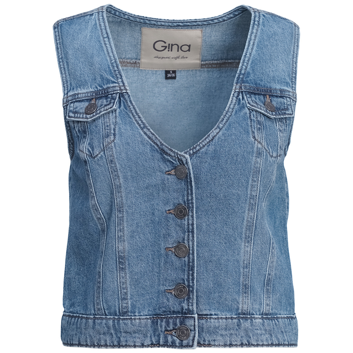 Damen Jeansweste mit Knopfleiste