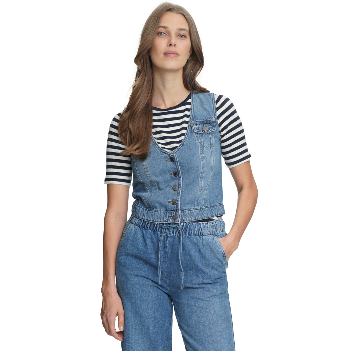 Damen Jeansweste mit Knopfleiste