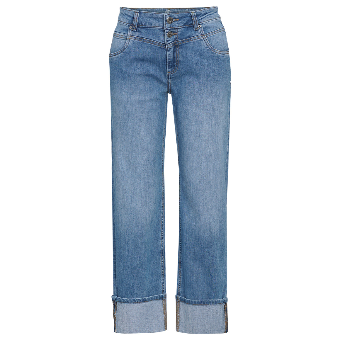 Damen Straight-Jeans mit breitem Umschlag