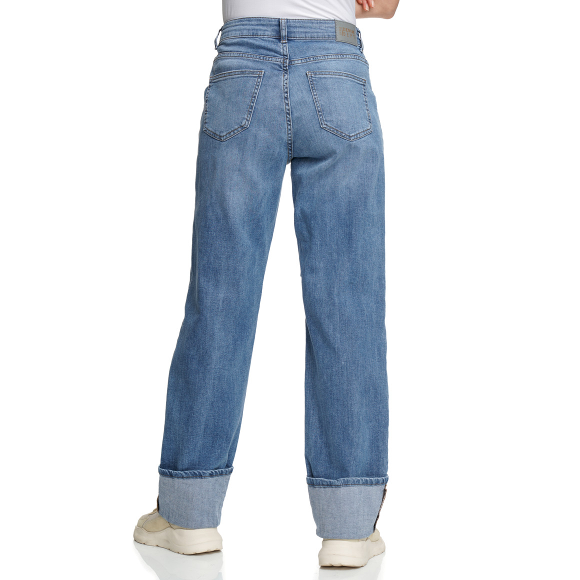 Damen Straight-Jeans mit breitem Umschlag