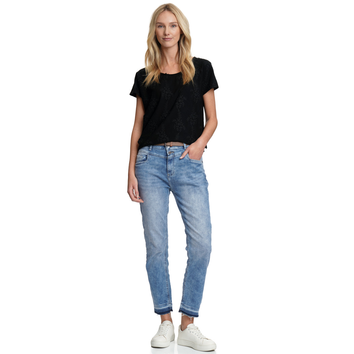 Damen Straight-Jeans mit Gürtel