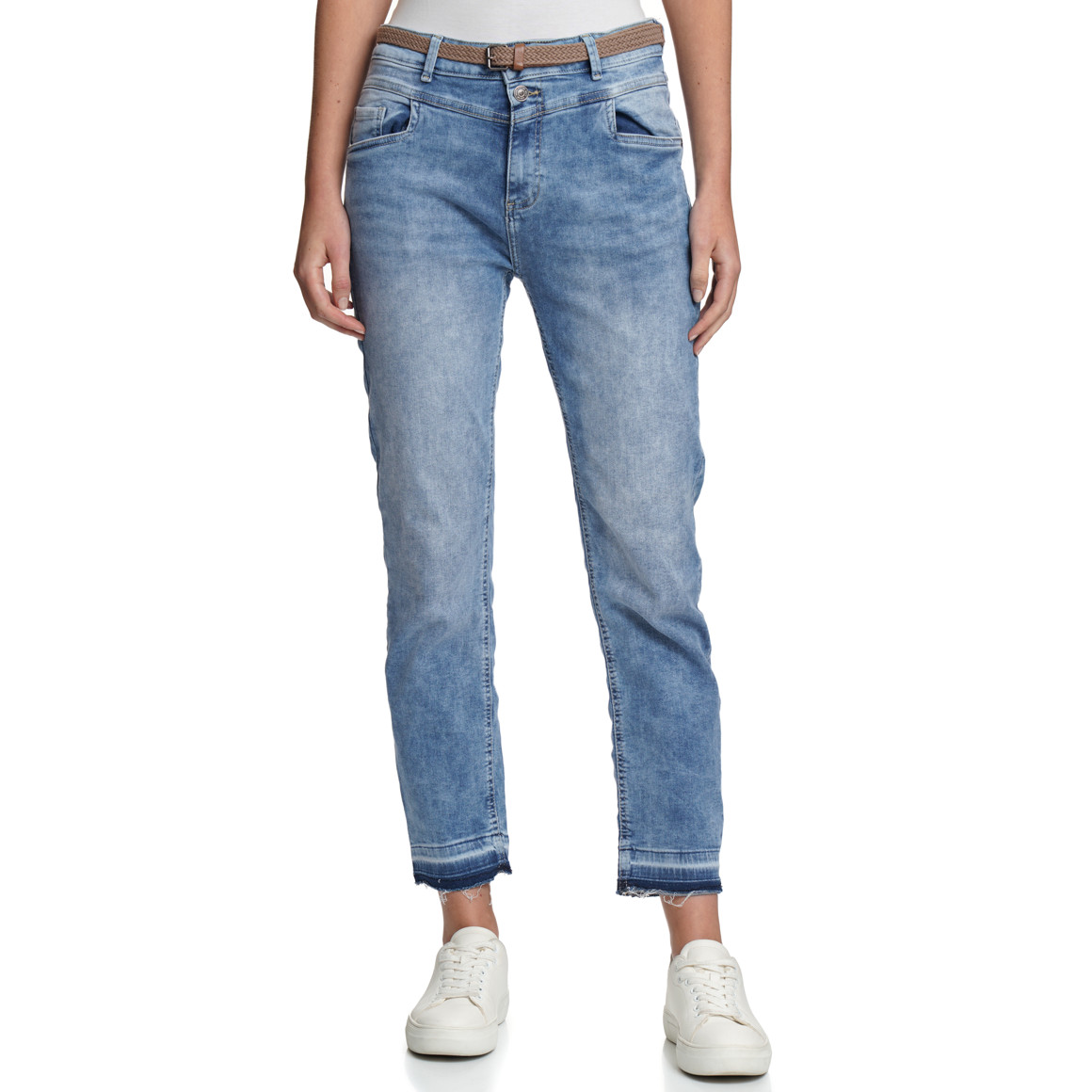 Damen Straight-Jeans mit Gürtel