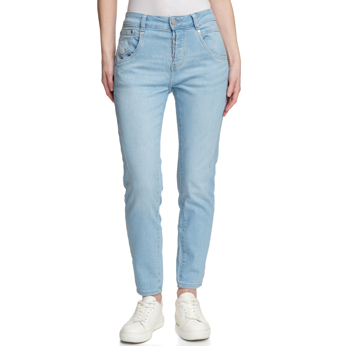 Slim-jeans met used-wassing voor dames
