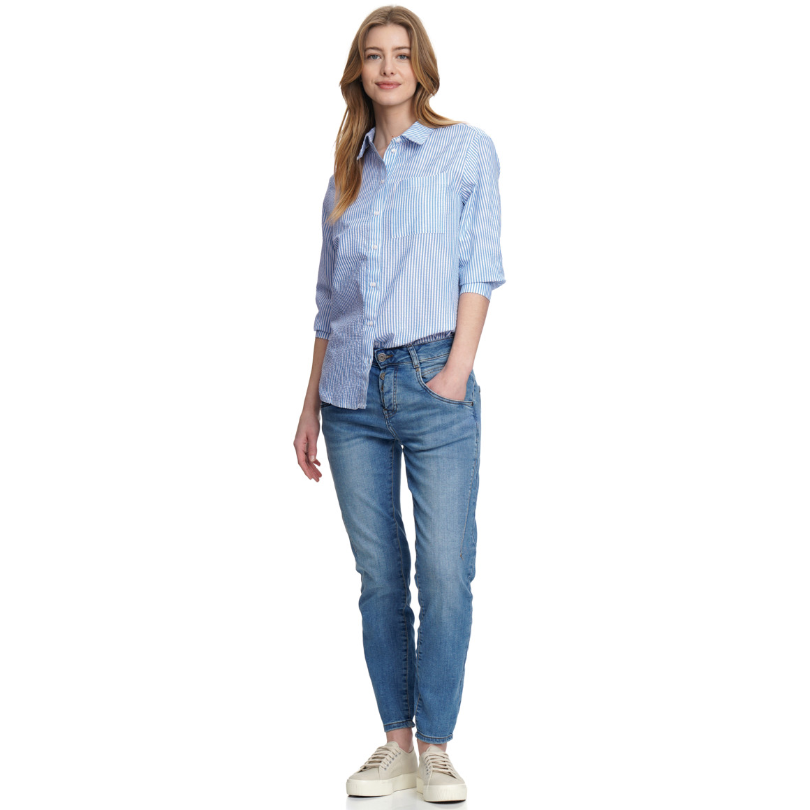 Slim-jeans met used-wassing voor dames