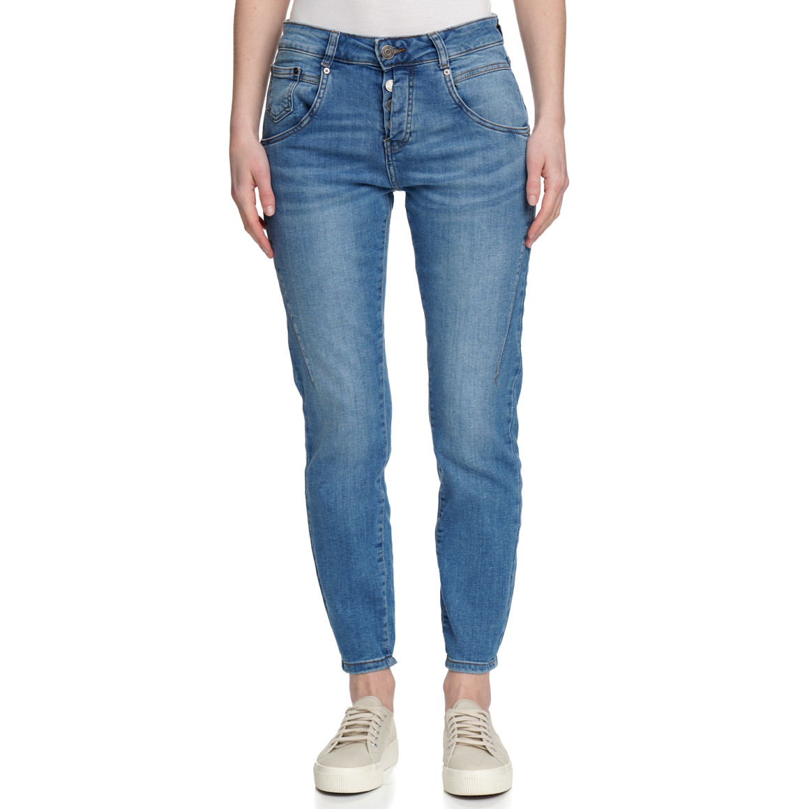 Slim-jeans met used-wassing voor dames
