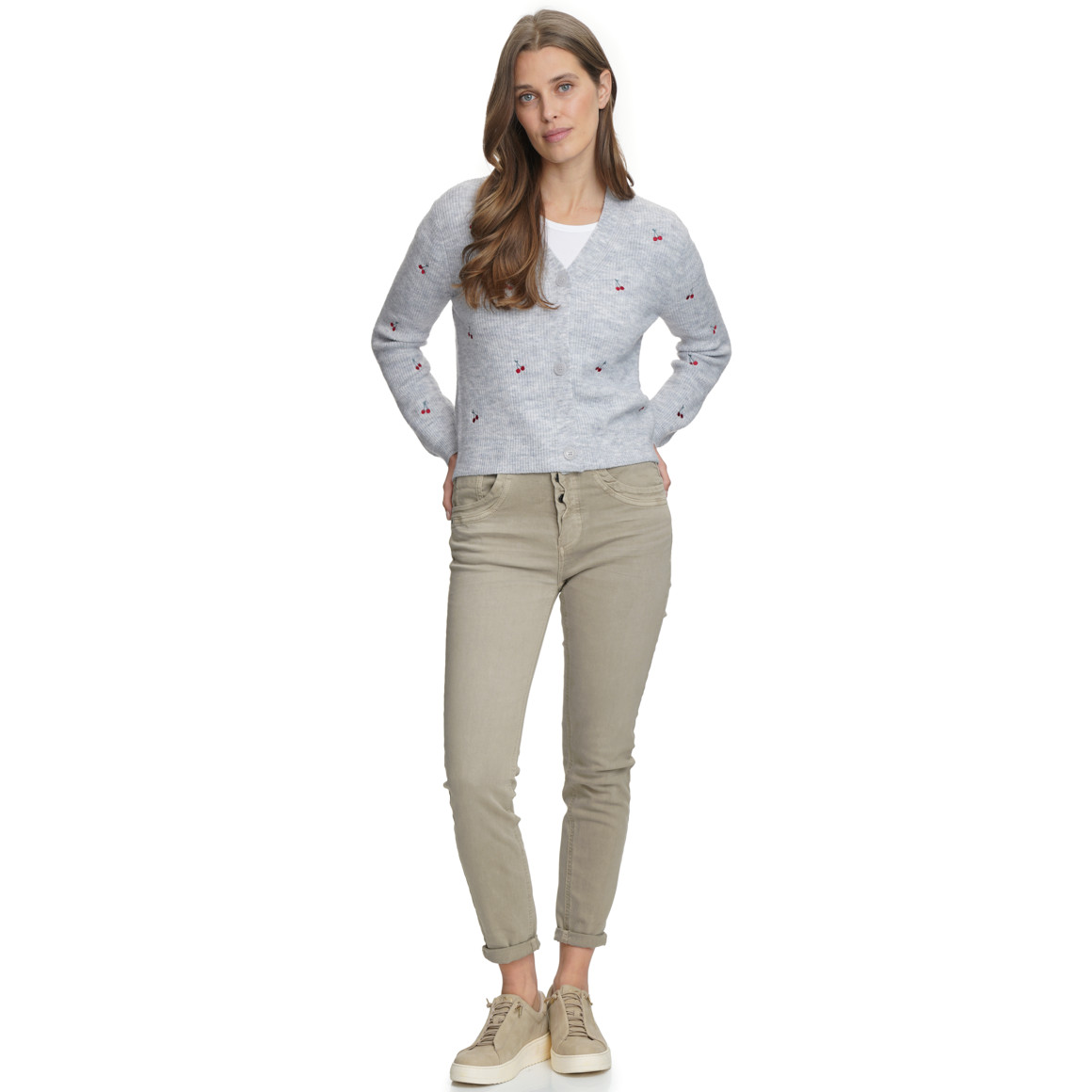 Damen Slim-Jeans mit Used-Waschung