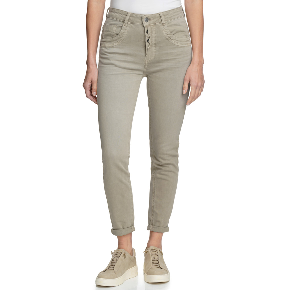 Damen Slim-Jeans mit Used-Waschung