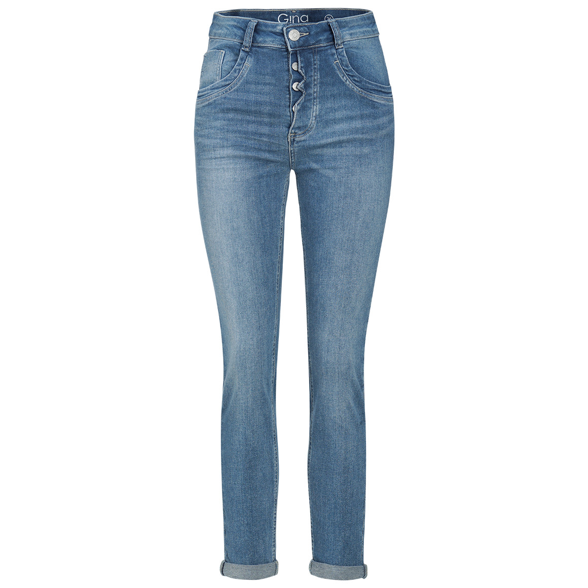 Damen Slim-Jeans mit Used-Waschung