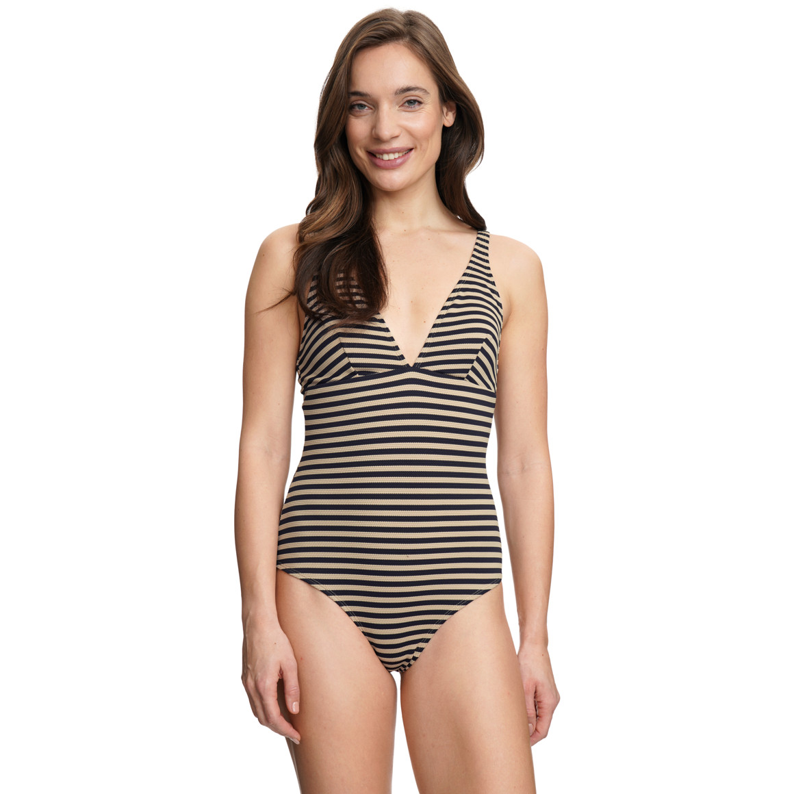 Damen Shape-Badeanzug mit Strukturstreifen