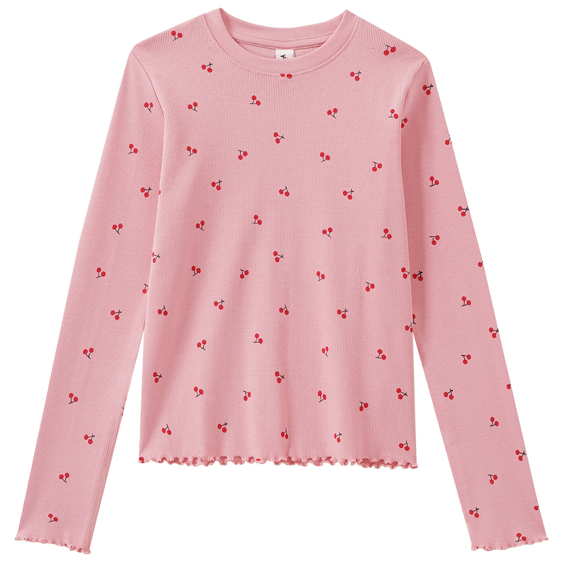 Mädchen Langarmshirt mit Kirsch-Allover