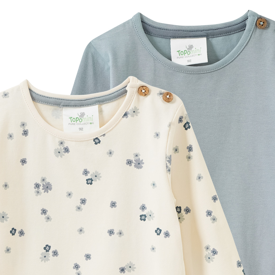 2 Baby Langarmshirts mit Blümchen