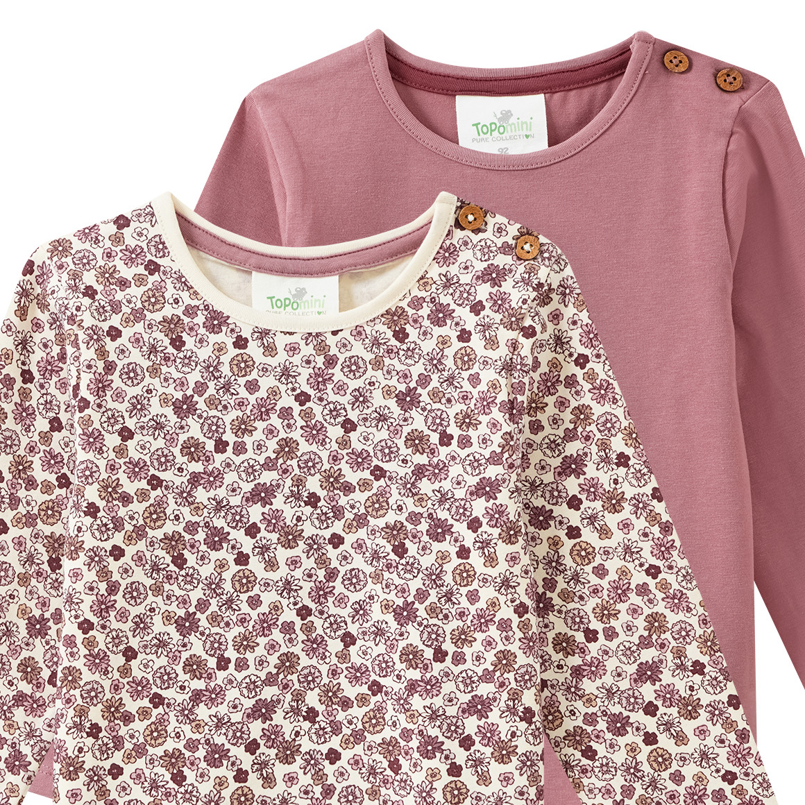 2 Baby Langarmshirts mit Blümchen
