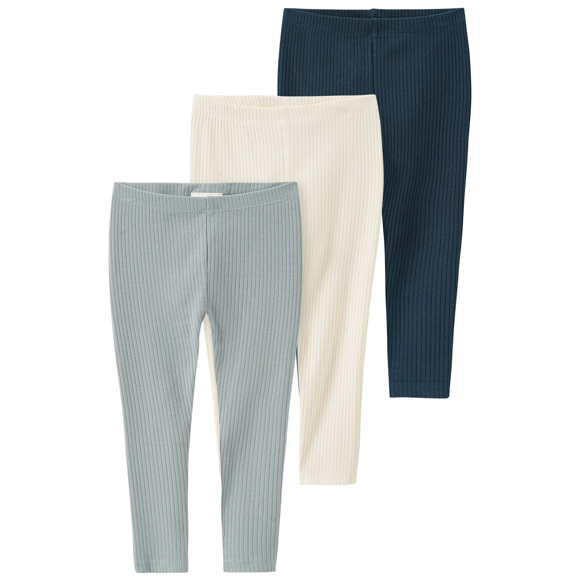 3 Baby Leggings mit Rippstruktur