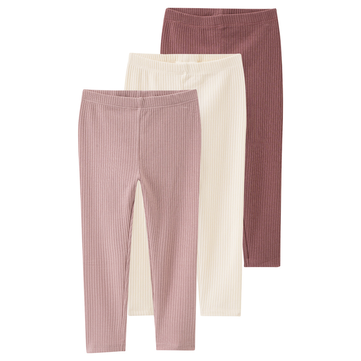 3 Baby Leggings mit Rippstruktur