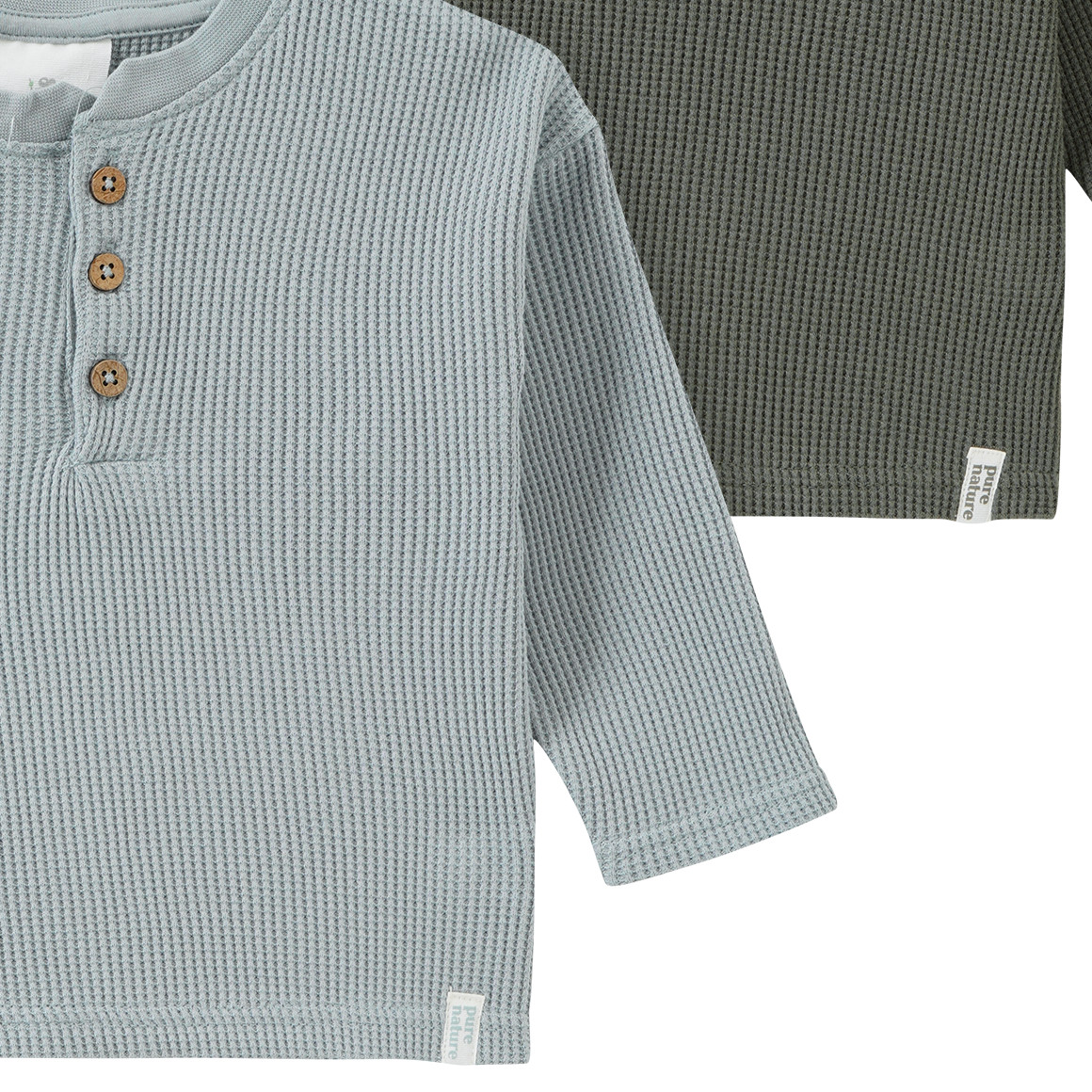 2 Baby Langarmshirts aus Waffel-Piqué