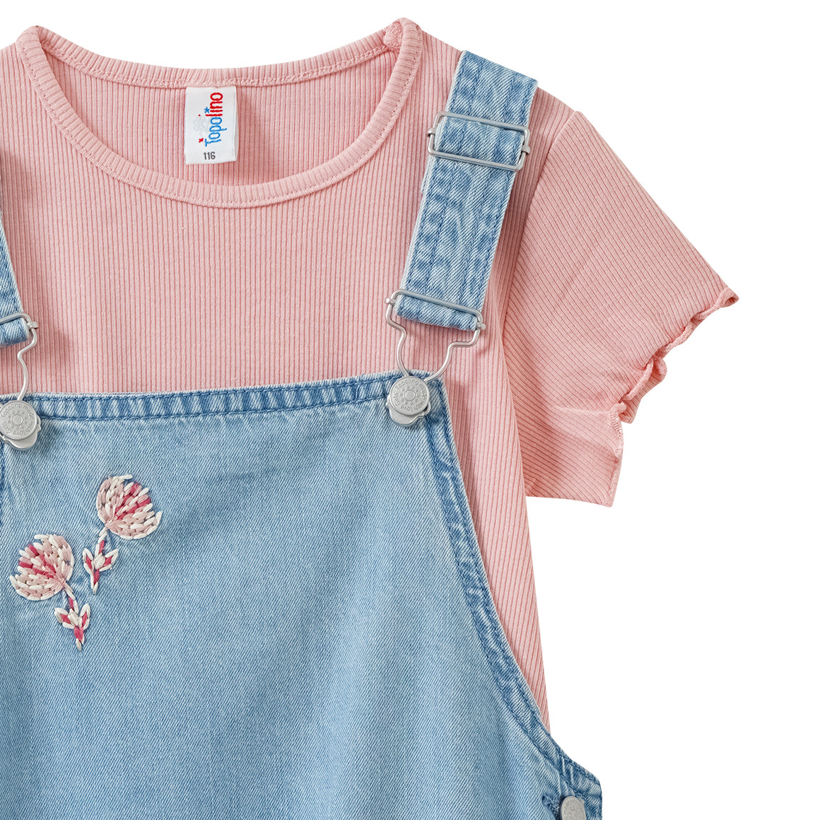 Mädchen Set aus Jeanslatzkleid und T-Shirt