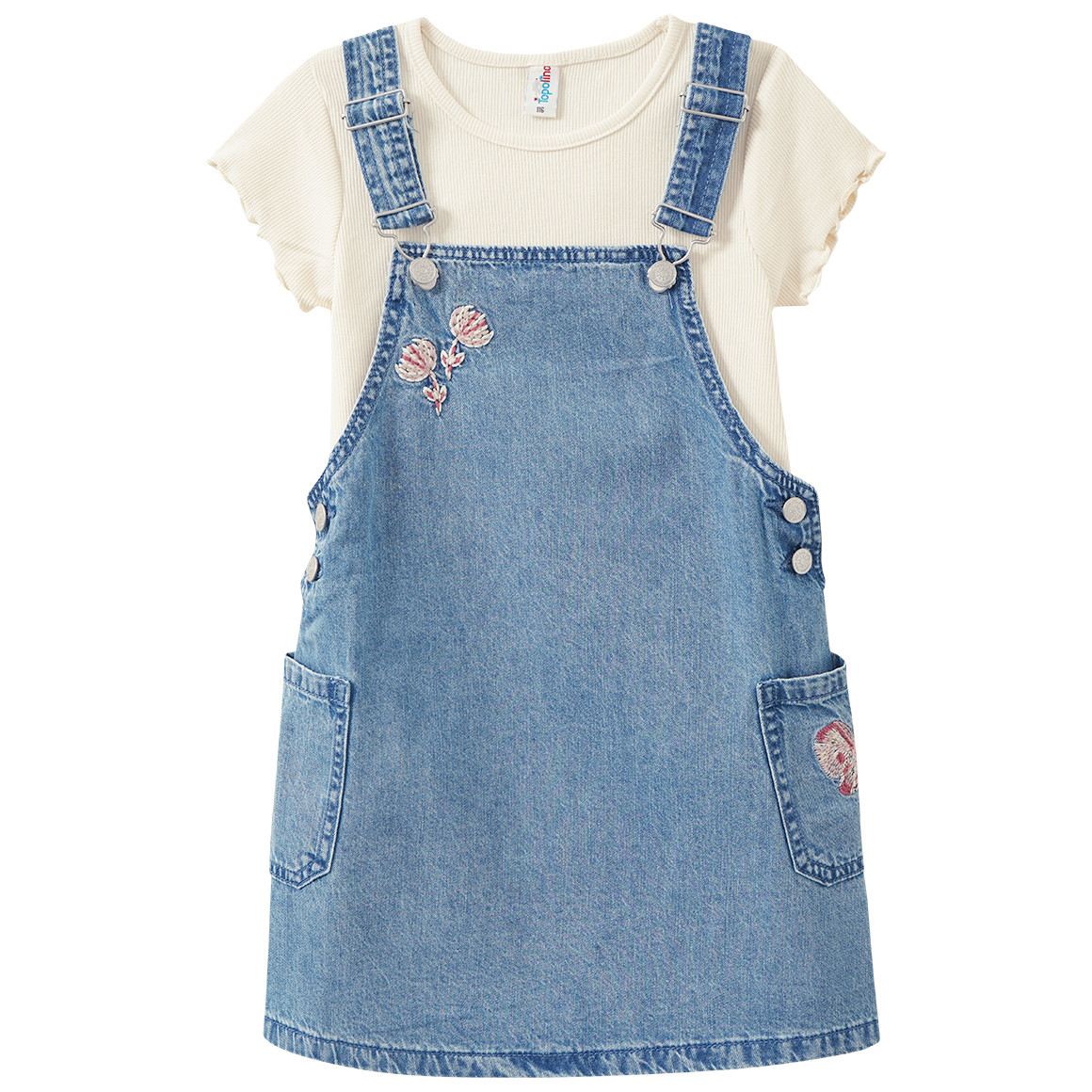 Mädchen Set aus Jeanslatzkleid und T-Shirt