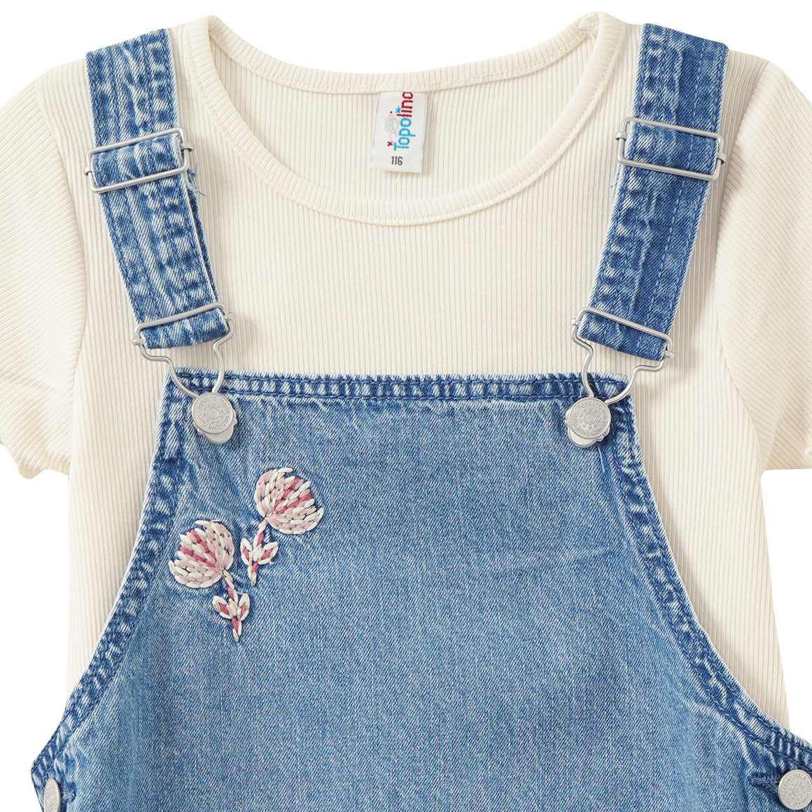 Mädchen Set aus Jeanslatzkleid und T-Shirt