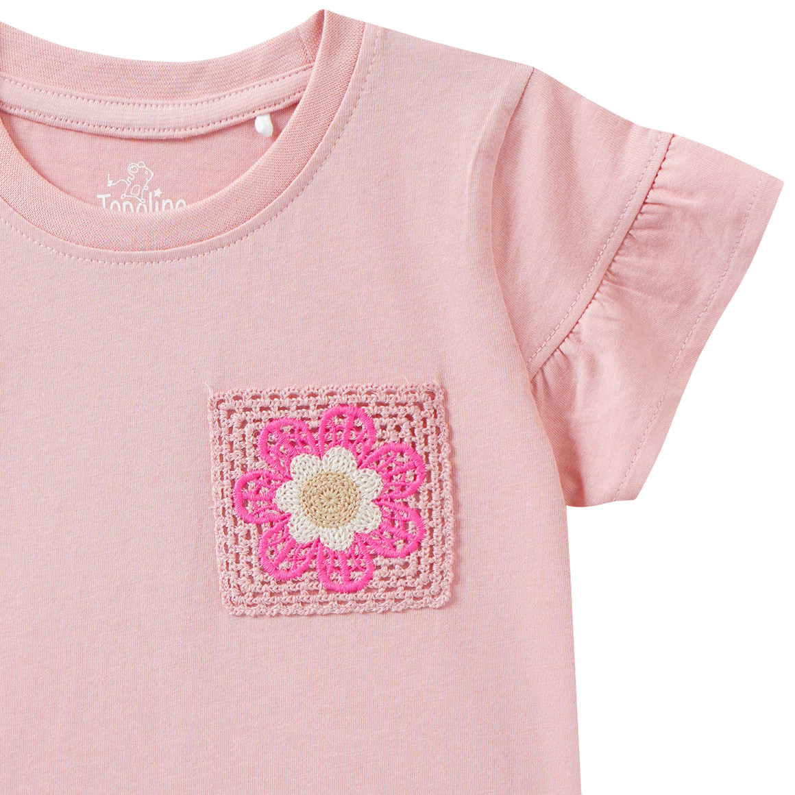Mädchen T-Shirt mit Häkeltasche