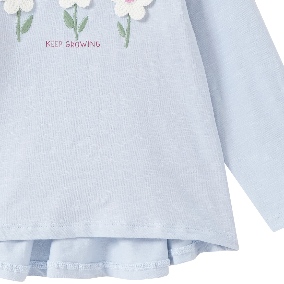 Babyshirt met lange mouwen met bloemenstiksel