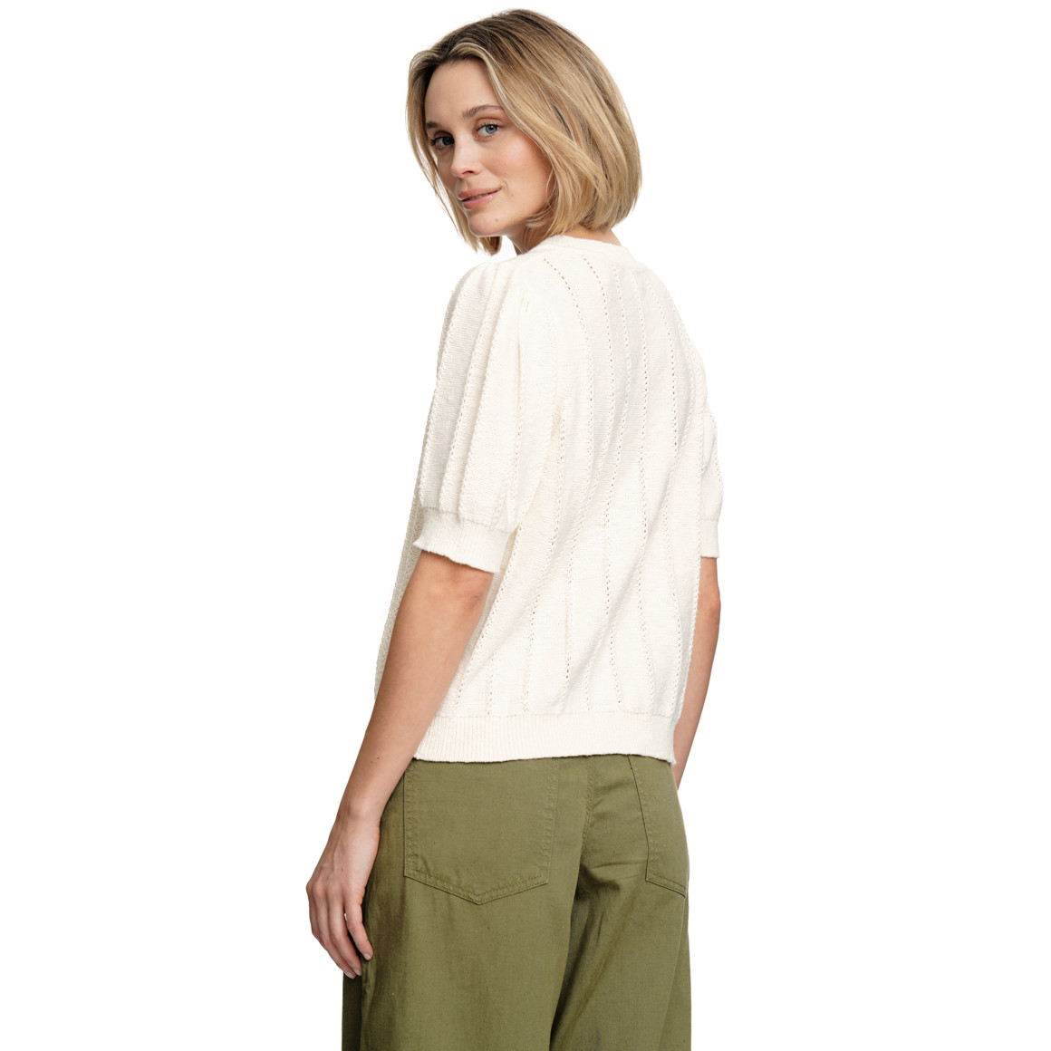 Damen Strickshirt mit kurzen Ärmeln