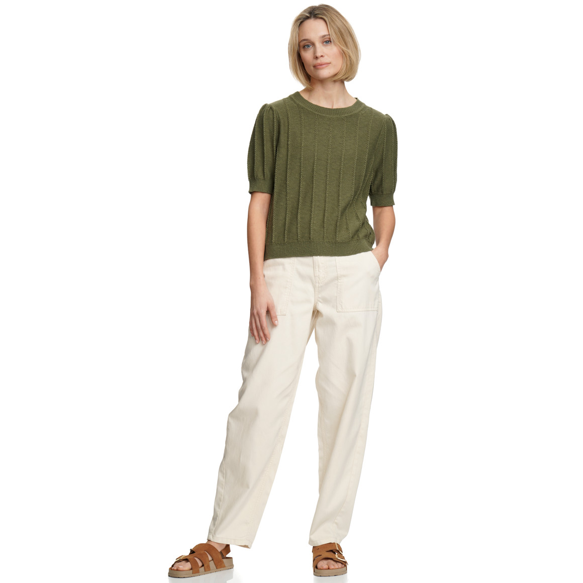 Damen Strickshirt mit kurzen Ärmeln