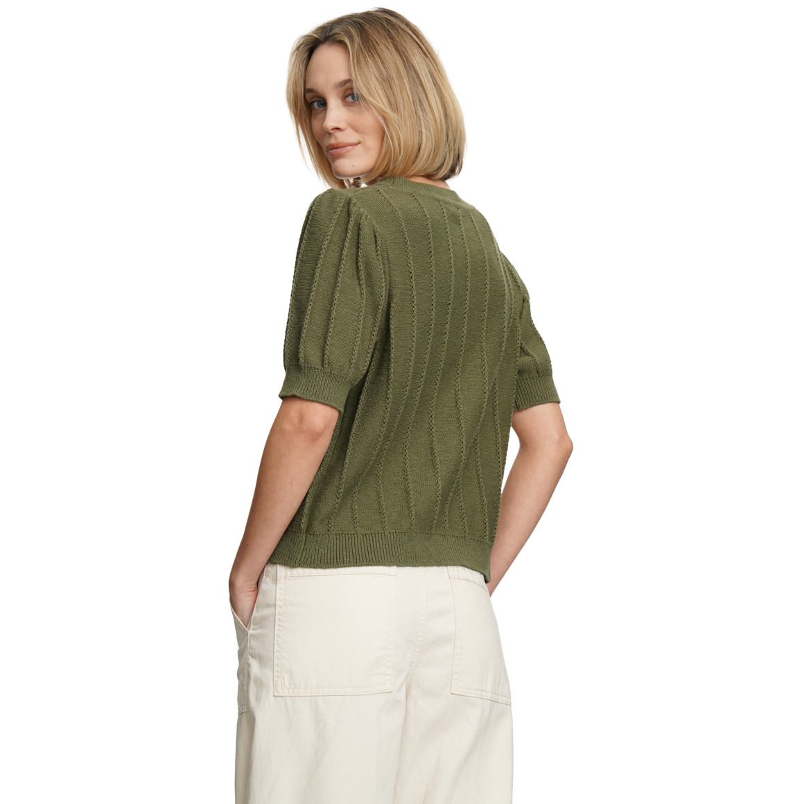 Damen Strickshirt mit kurzen Ärmeln