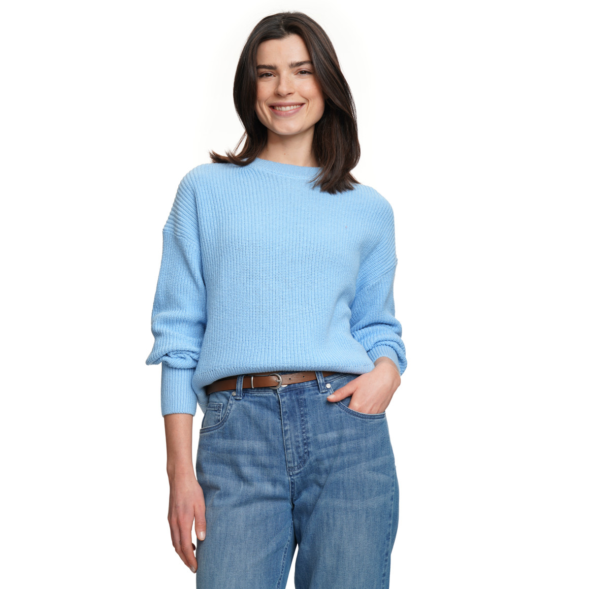 Damen Strickpullover mit Rippstruktur