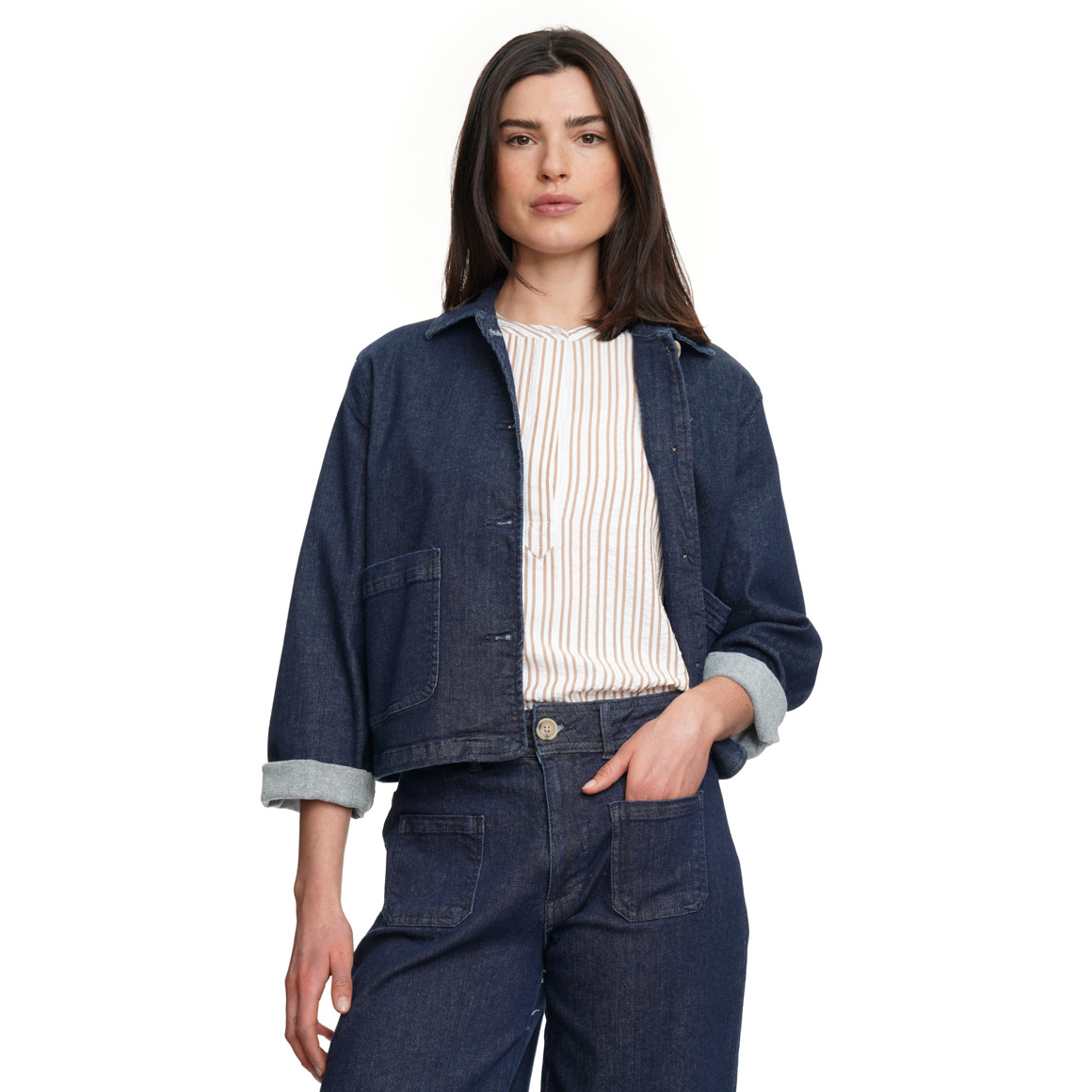 Damen Jeansjacke mit Knopfleiste