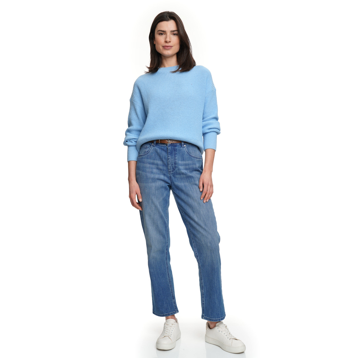 Damen Straight-Jeans mit Gürtel