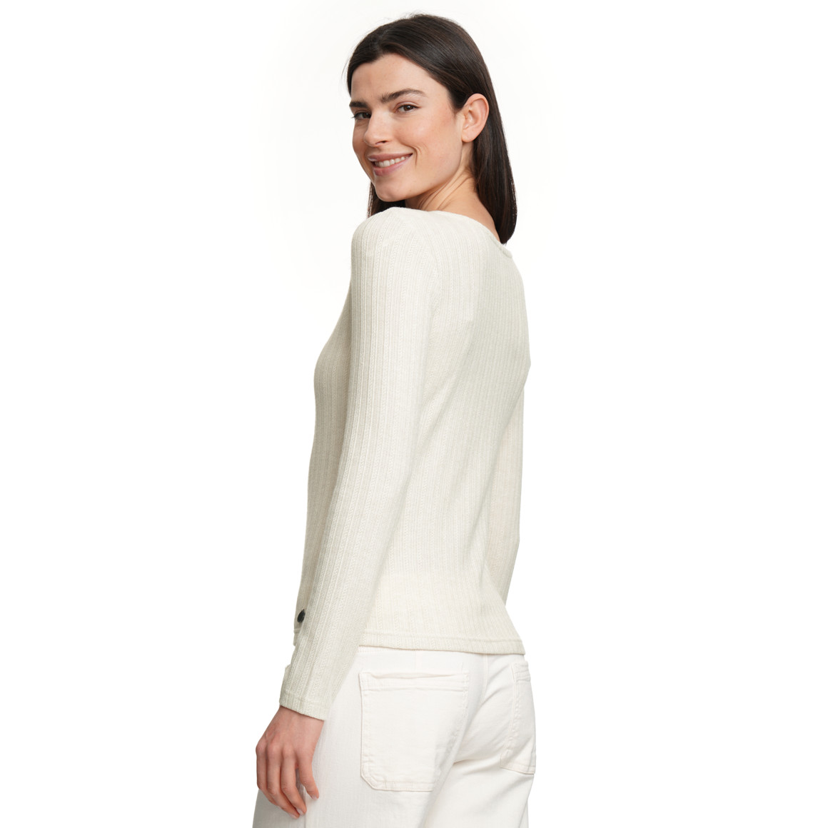Damen Langarmshirt mit Strukturstreifen