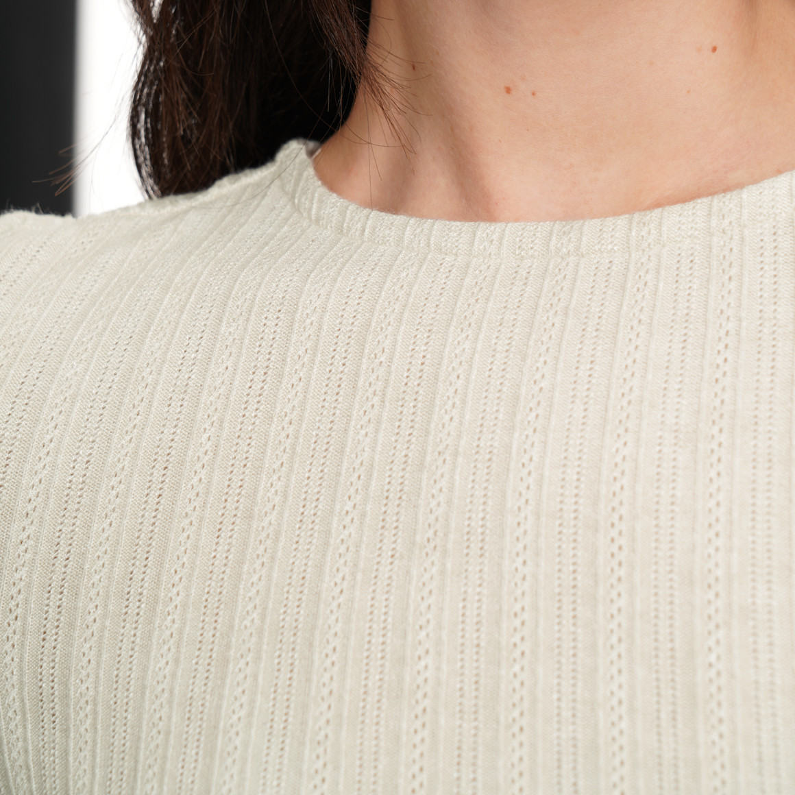 Damen Langarmshirt mit Strukturstreifen