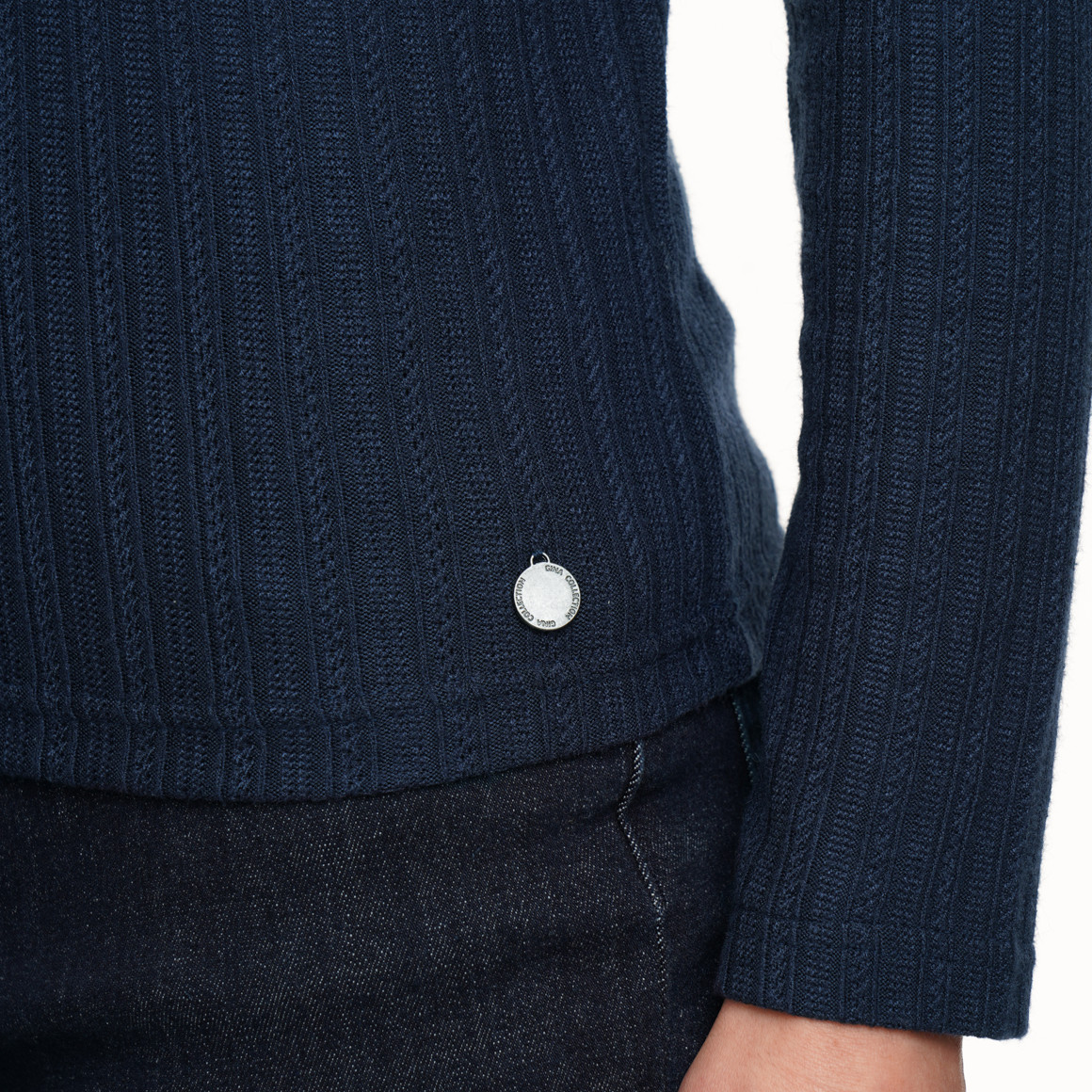 Damen Langarmshirt mit Strukturstreifen