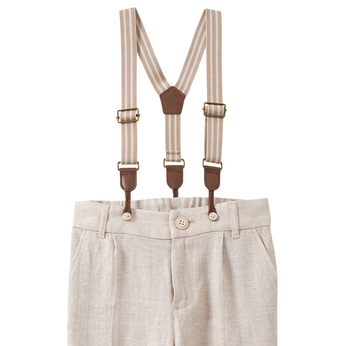 Geklede linnen broek voor jongens met bretels