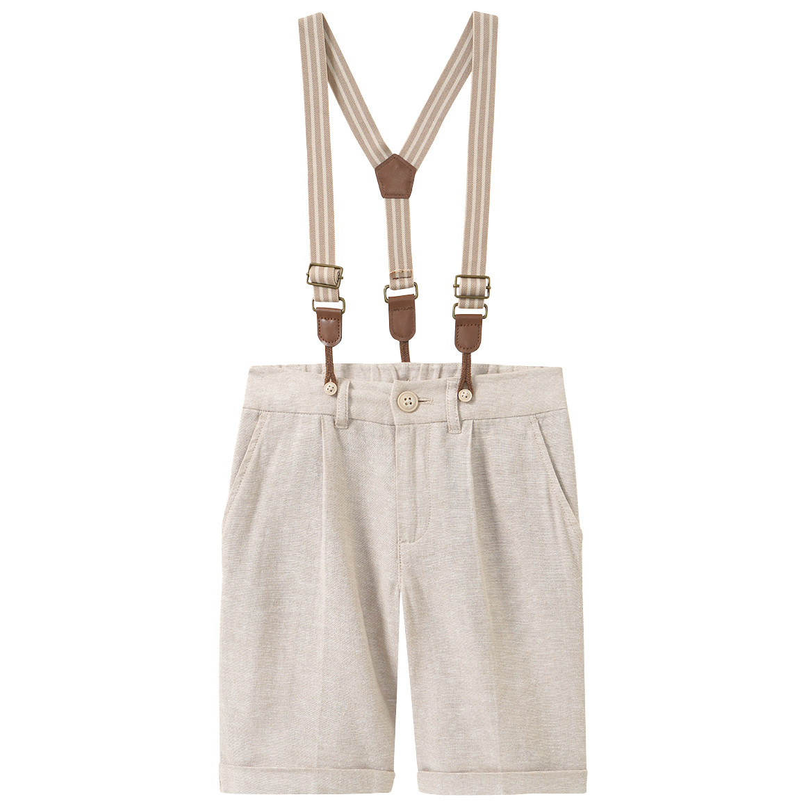 Jungen Leinen-Anzugshorts mit Hosenträgern