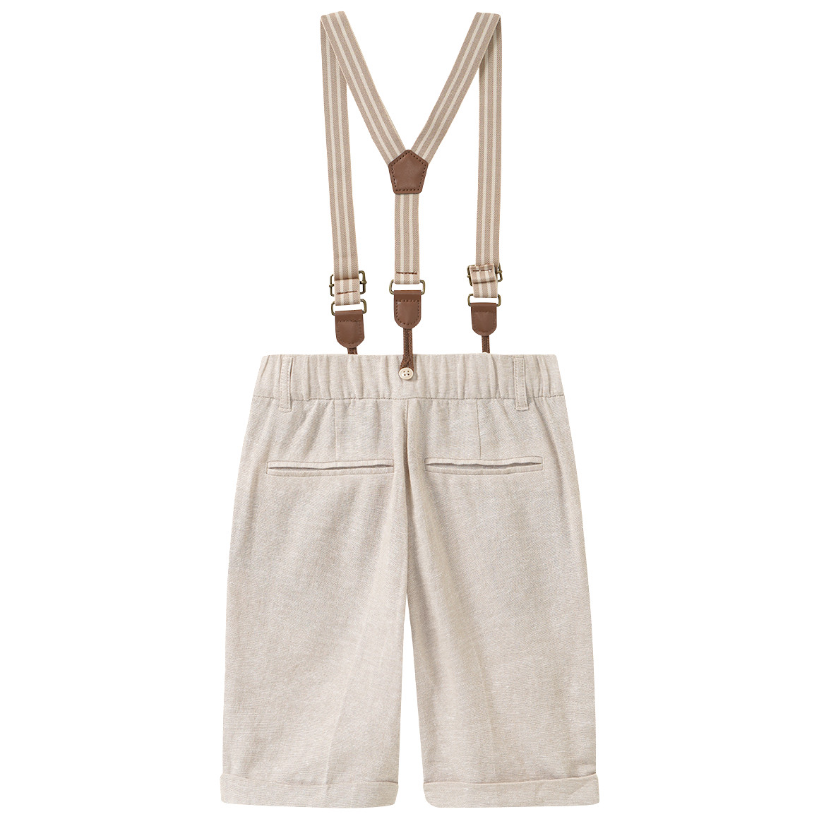 Jungen Leinen-Anzugshorts mit Hosenträgern