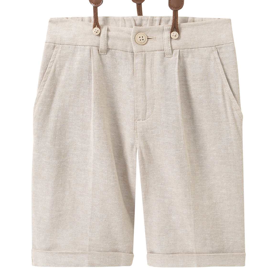 Jungen Leinen-Anzugshorts mit Hosenträgern