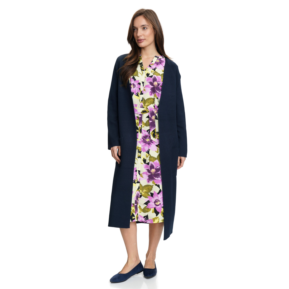 Damen Strickjacke lang geschnitten