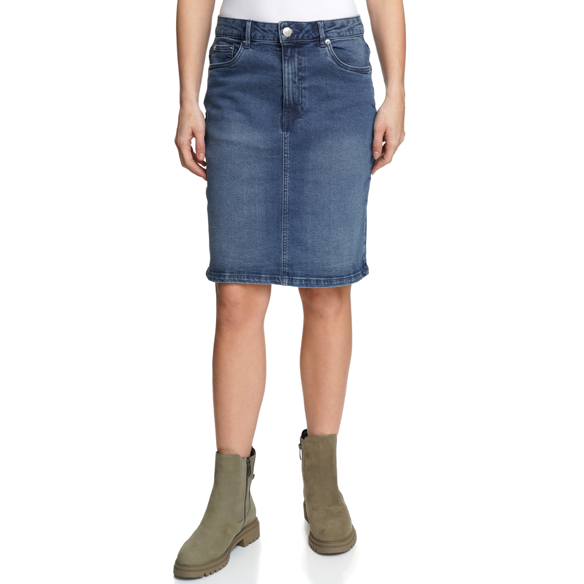 Damen Jeansrock mit Used-Effekt