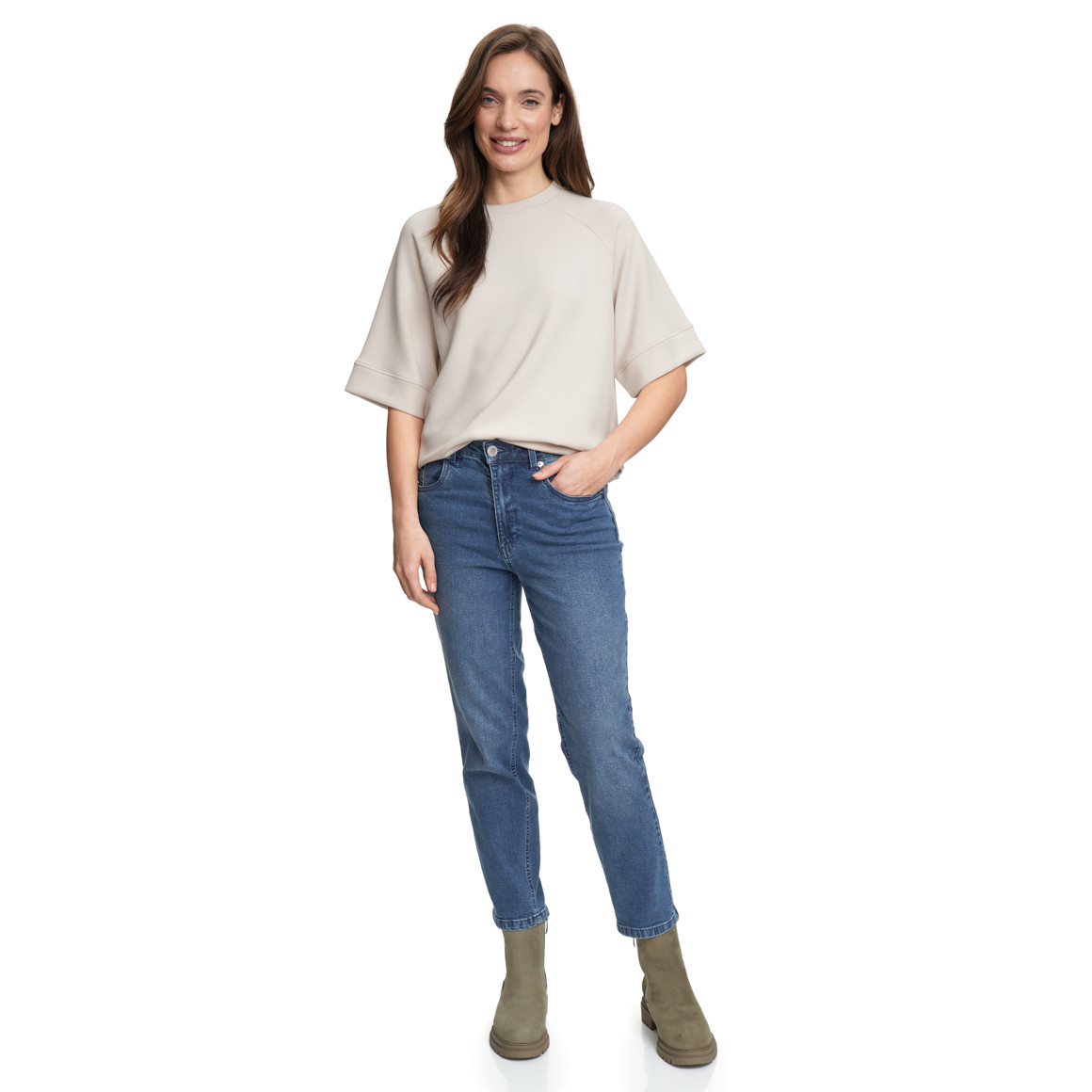 Damen Straight-Jeans im Cropped-Style 