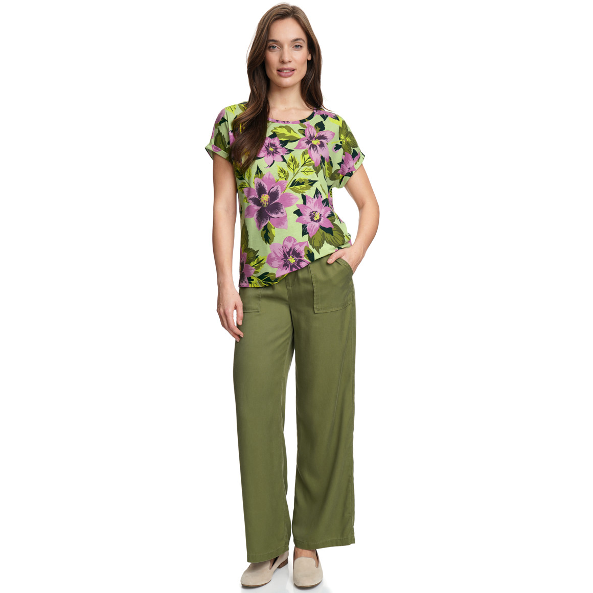 Damen T-Shirt mit Blumen-Print