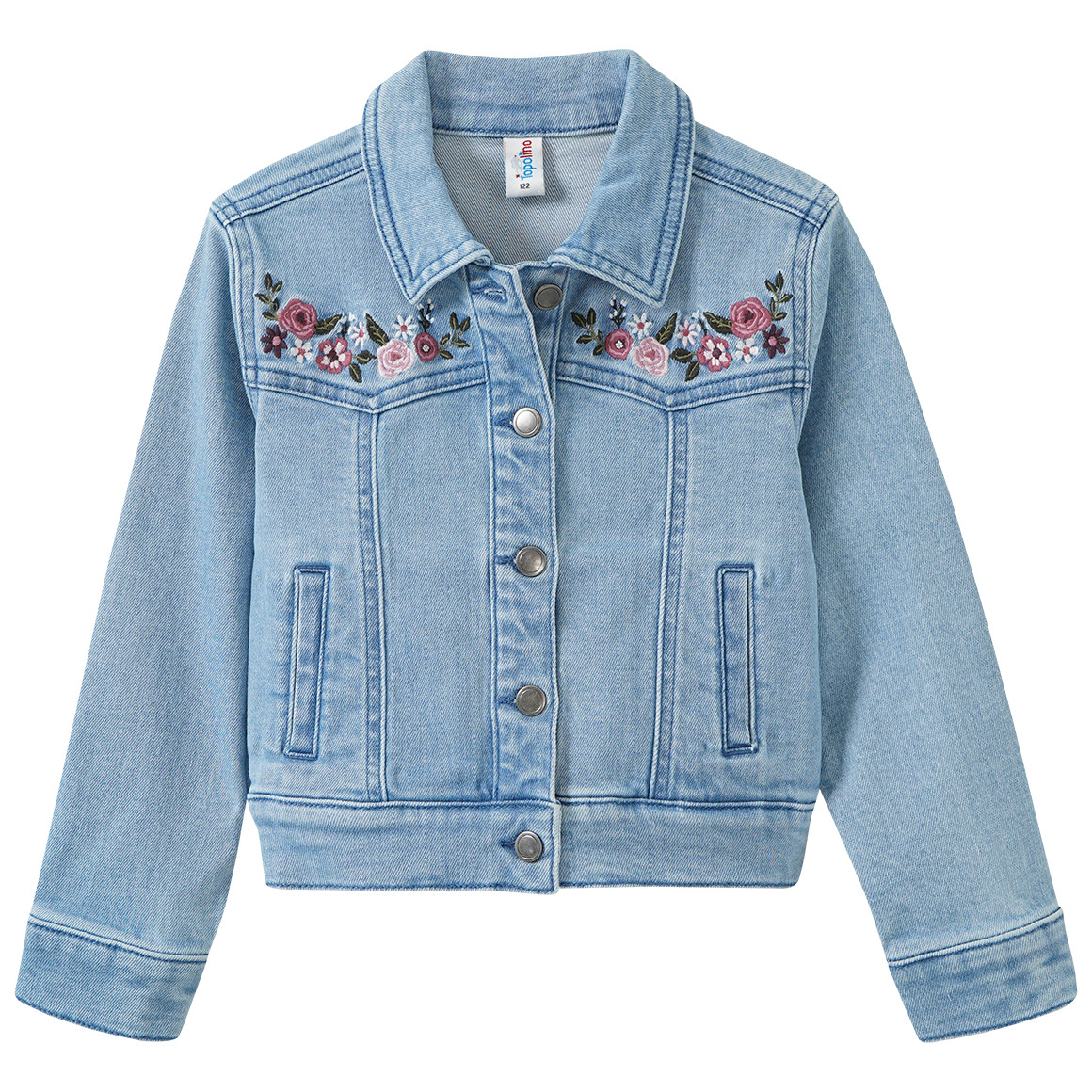 Mädchen Jeansjacke mit Blumen-Stickerei