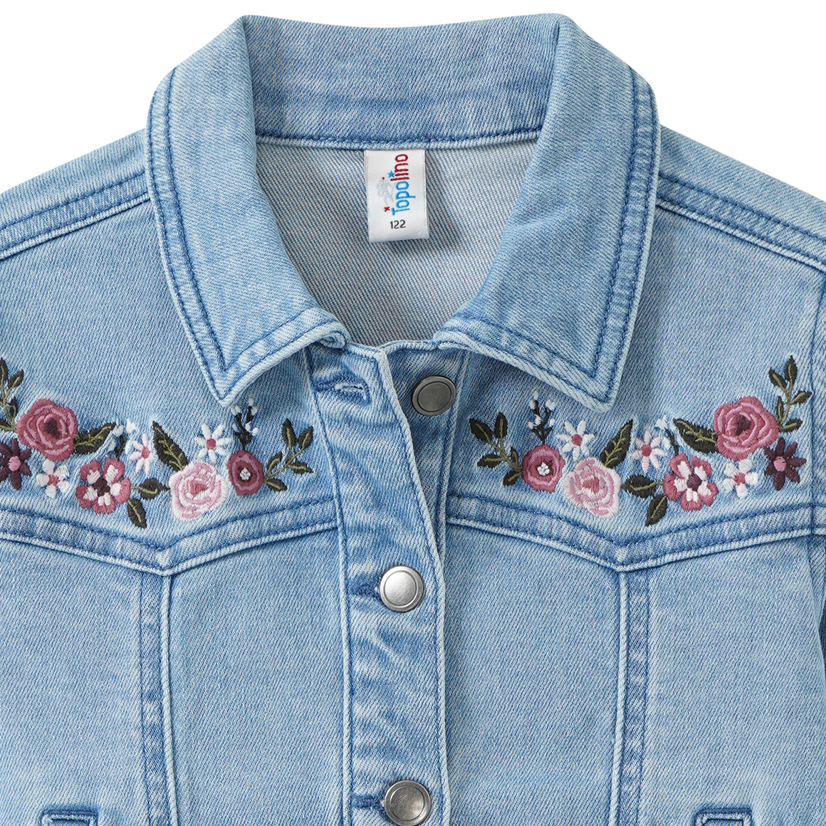 Mädchen Jeansjacke mit Blumen-Stickerei