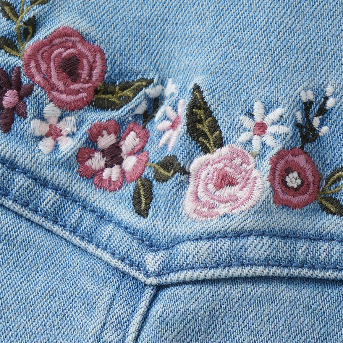 Mädchen Jeansjacke mit Blumen-Stickerei
