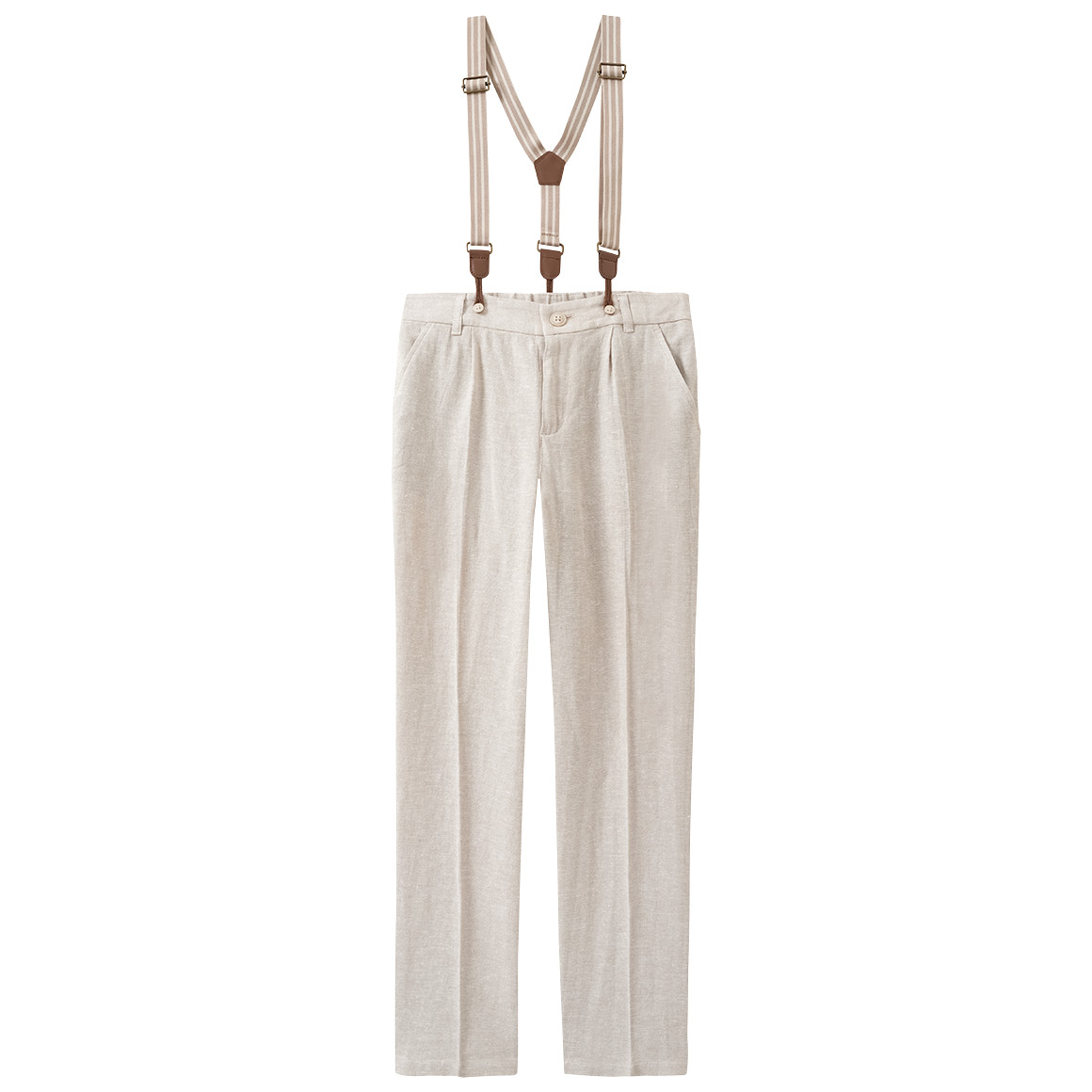 Geklede linnen broek voor jongens met bretels