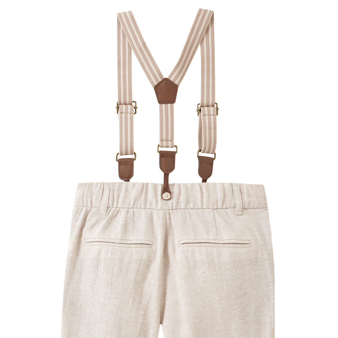 Geklede linnen broek voor jongens met bretels